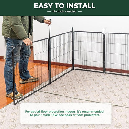 FXW Rollick Unleashed Dog Playpen for Indoor, Yard, RV Camping, 45 inch 24 Panels for Large Dogs, Black│Patented