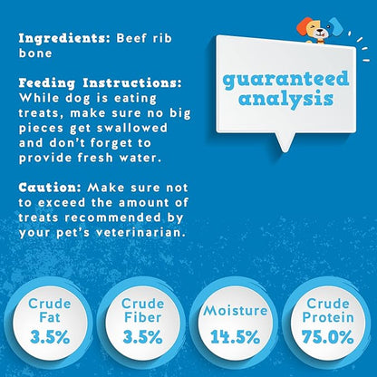 Jack&Pup Rib Bones for Dogs, All Natural Beef Bones for Dogs, Single Ingredient Bone Marrow, Dog Rib Bone Bites (24 Oz Bag)