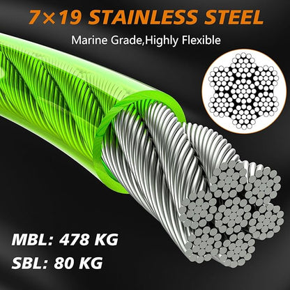 XiaZ 50FT Tie Out Cable for Dogs, Dog Leads for Yard Chew Proof, Heavy Duty Pet Tie Out Cable for Large Dogs Up to 250lbs,Durable Dog Runner Tether Line for Outdoor,Yard