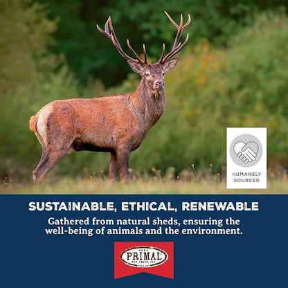 Primal Antlers for Dogs, Grade A Split Elk Antlers for Large Canines 30-45 lb, Natural Chews for Aggressive Chewers, Naturally Shed, Long Lasting Dog Bones, 1 ct