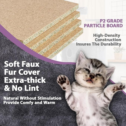 70" Light Gray XL Cat Tower for Indoor Cats – Multi-Level Condo with Scratching Posts & Hanging Toys