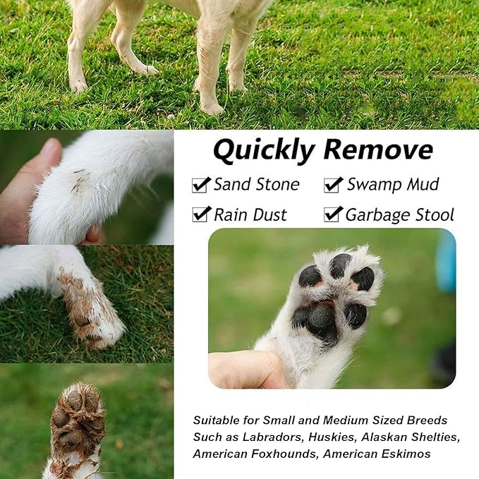 gernie Electric Pet Washer, 2000mAh USB Rechargeable Automatic Dog Washer 2 in 1 Portable Dog Foot Cleaner with Soft Brush for Small Medium Dogs s and Cats