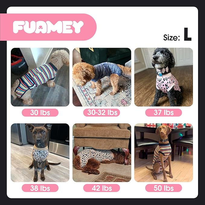FUAMEY Recovery Suit for Dogs After Surgery,Soft Breathable Dog Bodysuit E-Collar & Cone Alternative Surgical Suit,Male Female Dog Neuter Spay Suits Anti Licking Wounds Onesie Purple Leopard L