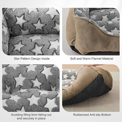 SIWA MARY Large Dog Bed - Rectangle XL, Washable, Non-Slip Bottom, L(35"x25"x9") Brown