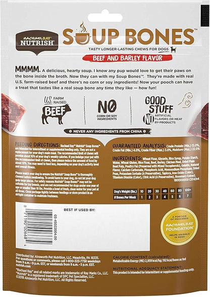 Rachael Ray Nutrish Dog Chews Soup Bones With Real Beef & Barley, 24 Dog Treats