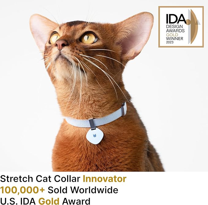 Safety Cat Collar Pro and Tag Set - U.S. IDA Gold Award, Elastic Release Cat Collar Charm Tag, Non Breakaway Cat Collar Adjustable with Charm for Kitten Small Large Cats (Midnight Black, S)