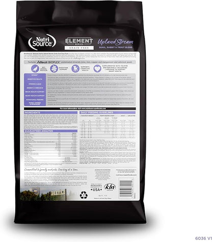 NutriSource Element Series Upland Stream Dry Dog Food, Quail, Rabbit & Trout, 4LB