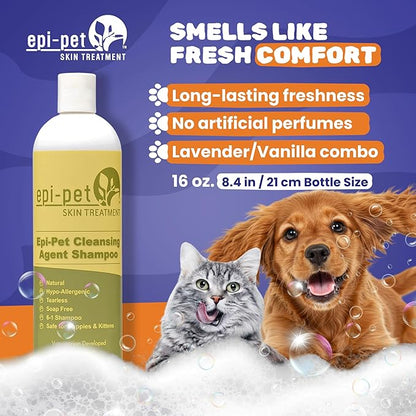 Puppy Safe 6in1 Pet Shampoo, Shampoo for Dogs with Deshedding Coat, Dry Itchy Skin, Hypoallergenic and Sensitive Skin, Scented Vanilla and Lavender (16 Fl oz (Pack of 2), 16 Fl oz)