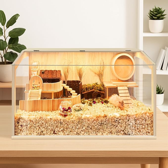 Prolee Hamster Cage Chewproof, Large Hamster Cage Guinea Pig Cages Openable Top with Acrylic Sheets Solid Built, 24"
