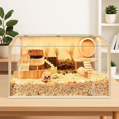 Prolee Hamster Cage Chewproof, Large Hamster Cage Guinea Pig Cages Openable Top with Acrylic Sheets Solid Built, 24"