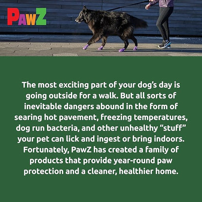 Protex PawZ Rubber Dog Boots for Paws 4" and Up, 24 Total (2 Packs of 12) - All-Weather, Anti-Slip, Waterproof Dog Socks - X-Large, Green