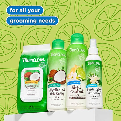 TropiClean Deshedding Dog Conditioner, Professional Conditioner, Reduces Shedding & Softens Coat, Puppy Safe, Lime & Cocoa Butter Scent, 2.5 Gallon