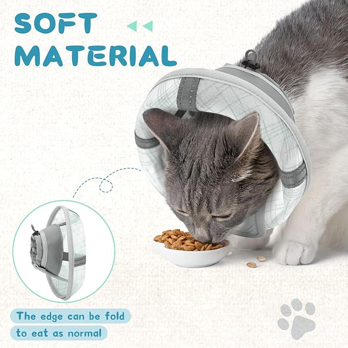 Supet Cat Cone Collar Soft to Stop Licking Scratching, Breathable Comfortable Mesh Recovery Cone for Cats After Surgery Neuter, Lightweight E Cone Collar Alternative (M)