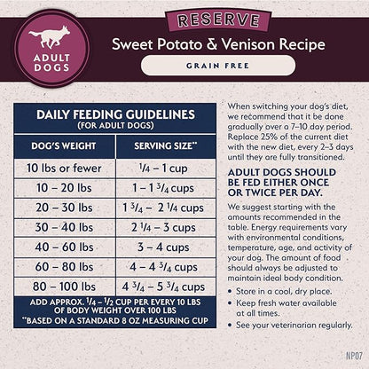 Natural Balance Limited Ingredient Adult Grain-Free Dry Dog Food, Reserve Sweet Potato & Venison Recipe, 22 Pound (Pack of 1)