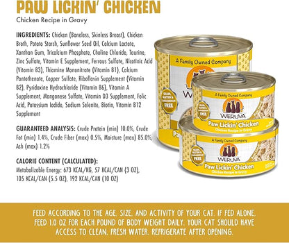 Weruva Classic Cat Food, Paw Lickin’ Chicken with Chicken Breast in Gravy, 3oz Can (Pack of 24)