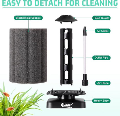 hygger Fine Sponge Filter for Aquarium 30~75 Gallons Fish Tank Filter Betta Breeding Fry Shrimp Snails Air Powered Filters