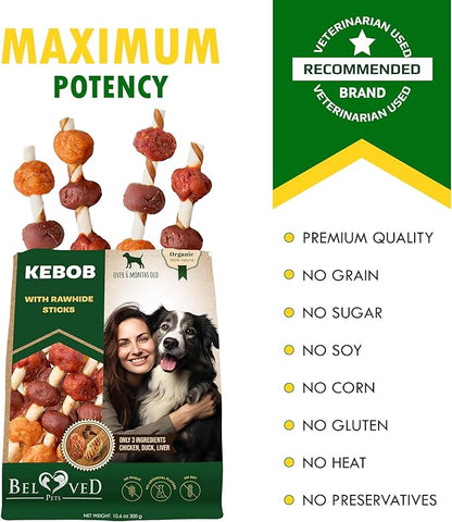 Dog Treats Rawhide Sticks Wrapped with Chicken 11 oz - Pet Natural Chew Treats - Grain Free Meat & Human Grade Dried Snacks - Best for Small & Large Dogs