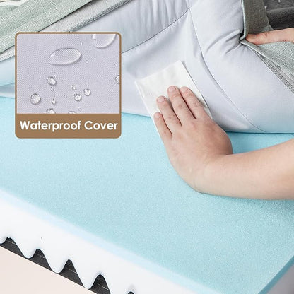 EHEYCIGA Orthopedic Dog Bed for Medium Dogs, Waterproof Memory Foam Medium Dog Beds with Sides, Non-Slip Bottom and Egg-Crate Foam Pet Couch Bed with Washable Removable Cover, Greyish Green