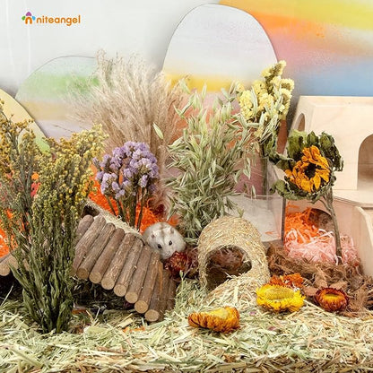 Niteangel Natural & Soft Hamster Bedding Mate Small Animal Habitat Decor for Syrian Dwarf Hamsters Gerbils Mice Degus Bunny or Other Small-Sized Pet (Flower Version)
