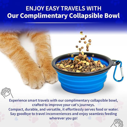 Pet Fit For Life - Vibrant Collapsible Travel Cat Litter Box - Portable, Foldable, Compact Design with Bonus Water Bowl - Ideal for Car & Camping - Reusable, Cats Safe - Teal, (16"x12"x5")