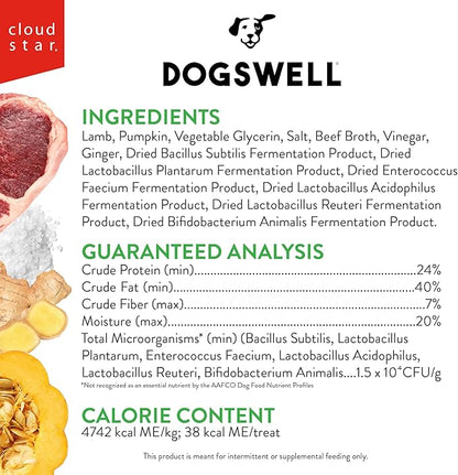 DOGSWELL Gut Health Mini Jerky Functional Dog Treats, Lamb 4 oz. Bag