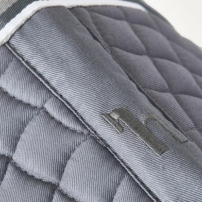 HORZE Adepto Padded All Purpose Quilted Equestrian Saddle Pad for Horses with Two-Tone Trim