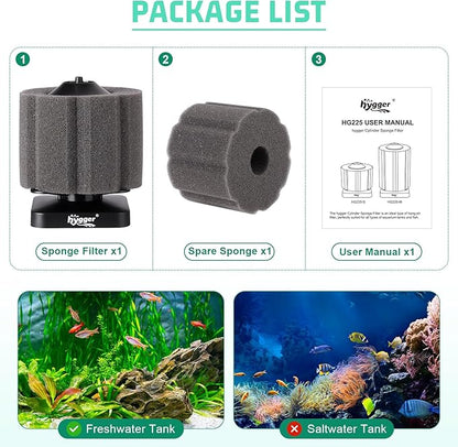 hygger Small Sponge Filter for Aquarium 3~30 Gallons Fish Tank Filter Betta Breeding Fry Shrimp Snails Foam Air Drive Filters