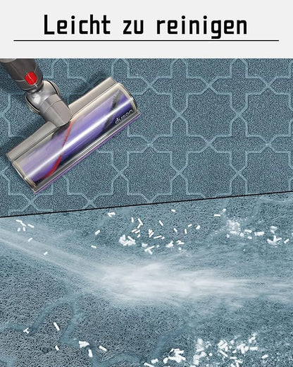 Yimobra Cat Litter Mat, 35.4"x23.6" Litter Box Mat with Litter Lock Mesh, Soft Cat Litter Mat Litter Trapping Mat, Easy to Clean, Non-Slip, Water Resistant, Litter Free Floors, Tea Blue