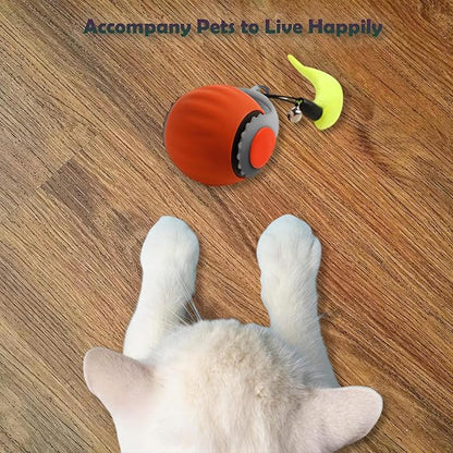 Smart Speedy 3.0 Interactive Cat Ball with Auto Obstacle Avoidance - Indoor Kitten Toy for Mental Stimulation & Playtime Fun ，2025 Edition (Orange)