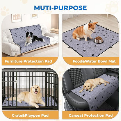 Fostanfly Washable Pee Pads for Dogs, 2 Pack 28''x34'' Large Ultra-Absorbent and Leak-Proof Non-Slip Reusable Potty Training Pads for Dogs, Puppy and Cats of Add 8 Lanyards
