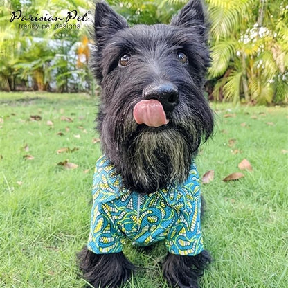 Parisian Pet Tribal Camp Beach Outfit - 100% Cotton Summer Clothes - Stylish Dog Costume - Breathable and Cool Pet Clothing - Machine Washable Shirts for Medium Dogs - M