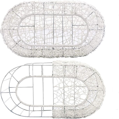 D+GARDEN Fun Stackable White Cat Condo for Indoor Cats - Interactive Play Rattan Modern Cat House for Indoor Cats Kitty, Pet Friendly Top/Side House Entry, Cat Bed Enclosed