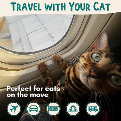 Travel Litter Box for Cats (3in1 Kit) – Foldable Litterbox + Litter Bag + Scooper (Portable Litter Box for Cat Traveling) Collapsible Litterbox for Car Travel with Cat, Camping, Plane