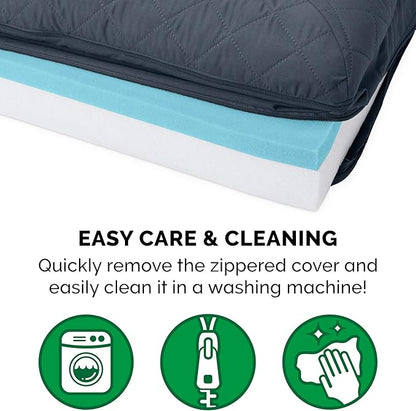 Furhaven Cooling Gel Dog Bed for Large/Medium Dogs w/ Removable Bolsters & Washable Cover, For Dogs Up to 55 lbs - Quilted Sofa - Iron Gray, Large