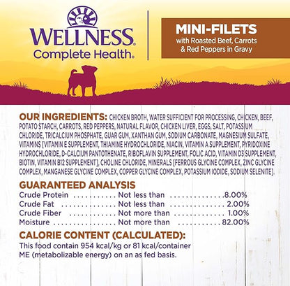 Wellness Petite Entrées Mini-Filets with Roasted Beef, Carrots & Red Peppers in Gravy, 3-Ounce Cup (Pack of 12)