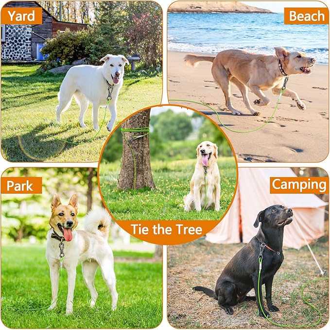 XiaZ 20FT Tie Out Cable for Dogs, Dog Leads for Yard Chew Proof, Heavy Duty Pet Tie Out Cable for Large Dogs Up to 250lbs,Durable Dog Runner Tether Line for Outdoor,Yard