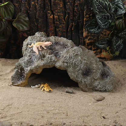 IBWell Resin Leopard Gecko Hide, True to Nature Reptile Rock for Bearded Dragon Hideout Snake Hides for Ball Pythons, Tortoise House Terrarium DÉCor - Large