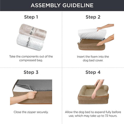 Bedsure Orthopedic Dog Beds for Small Dogs - Washable Small Dog Cat Bed Waterproof, Comfort Pet Couch Sofa with Washable Removable Cover, Pets Bed with Nonskid Bottom, Hazel, 24"