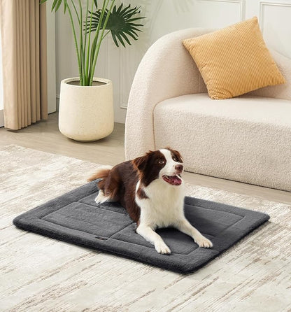 Made4Pets Dog Crate Pad Bed for Small Dogs, Washable & Reversible, Anti-Slip Kennel Mat for Cozy Sleeping, Soft Fluffy Dog Bed for Indoor & Outdoor Use, 24"x18", Dark Gray