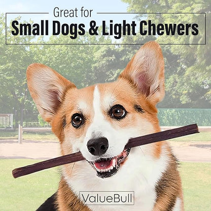 ValueBull Bully Sticks for Small Dogs, Thin 12 Inch, 25 Count - All Natural, Grass Fed, Single Ingredient, Long Lasting Dog Treats
