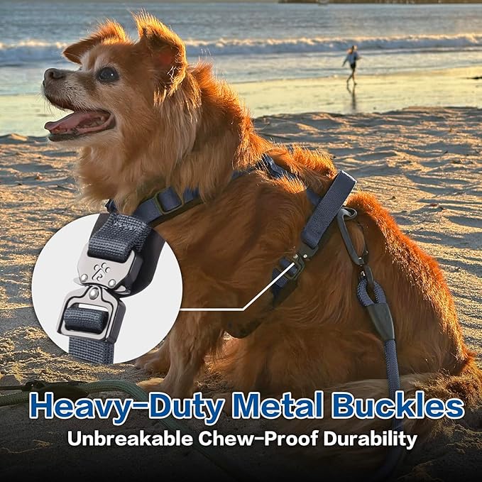 CLEPAWS Dog Harness for Large Dogs, No Pull Dog Harness Easy Walk with Metal Hardware, Ergonomic Y-Shaped Design, Soft Padding, Padded Handle, Durable High-Tensile Nylon (Nightfall, L)