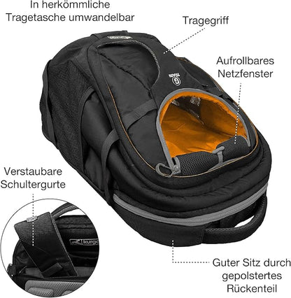 Kurgo G-Train Dog Carrier Backpack for Small Pets Up to 25 Lbs, TSA & Airline Approved, Navy Blue