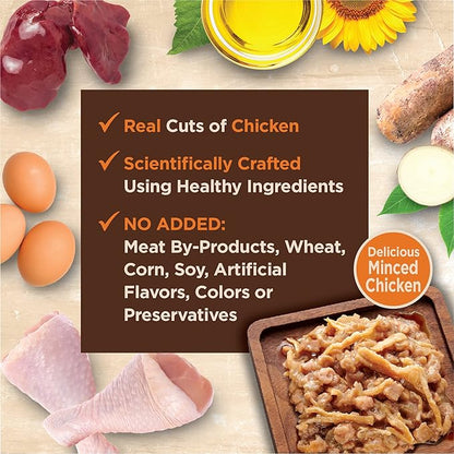 Wellness CORE Tiny Tasters Minced Adult Wet Cat Food, Natural, Protein-Rich, Grain Free, 1.75-Ounce Pouch, 12 Pack, (Chicken)