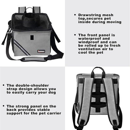 Pet Carrier Bicycle Basket Bag Pet Carrier/Booster Backpack for Dogs and Cats with Big Side Pockets,Comfy & Padded Shoulder Strap,Travel with Your Pet Safety（Titanium）