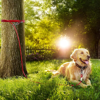 Tresbro 100FT Red Reflective Tie Out Cable for Dogs Up to 250 Pounds, Steel Wire Lead Leash with Stainless Rotatable Buckle, Lightweight and Enduring, Dog Chains Outside for Outdoor,Yard,Camping