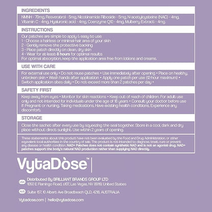NAD+ Boost Patches | Wellness & Cellular Support | 5X Stronger Formula | NMNH, Resveratrol, Hyaluronic Acid, Vitamin C, & Coq10 l Premium 8-Hour Time-Release Patch | 3 Pack