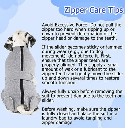 Lukovee Recovery Suit for Dogs, Zipper On Recovery Suit for Female Male Dog, Onesie Abdominal Wounds Cone E-Collar Alternative Prevent Licking Spay Recovery Suit (M,GY)