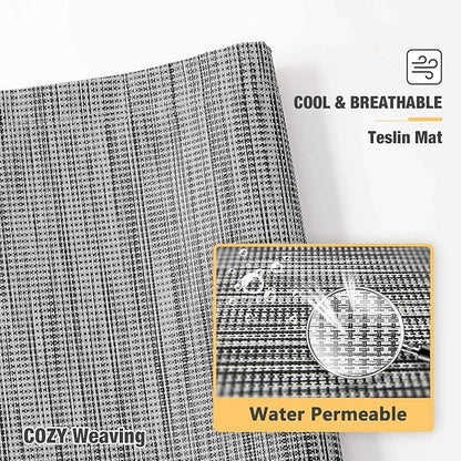 Veehoo Chew Proof Elevated Dog Bed - Cooling Raised Pet Cot - Silver Aluminum Frame and Durable Textilene Mesh Fabric, Unique Designed No-Slip Feet for Indoor or Outdoor Use, Black Silver, Medium