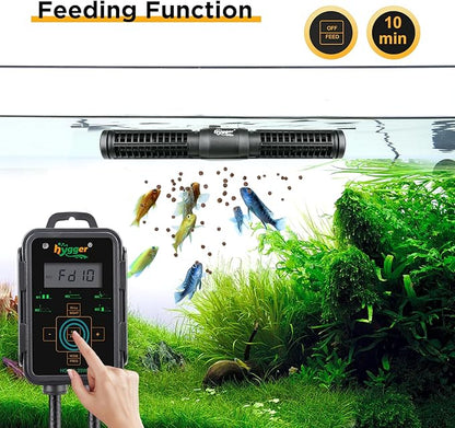 Hygger Aquarium Wave Maker - Adjustable Cross Flow Pump with LED Display Controller, Magnetic DC 24V Powerhead for Freshwater & Marine Reef Aquariums Up to 265 Gallon (25W)