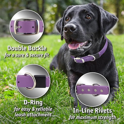 Biothane Custom Dog Collar – Waterproof, Stink-Proof Personalized Collar with Name & Phone Number – Durable, Many Sizes and Colors – Assembled in USA (Black)